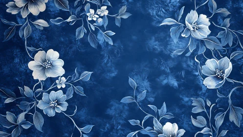 Midnight Blooms Dance Across Deep Sapphire Canvas