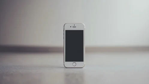 White iPhone 5 with Dark Screen on Neutral Surface
