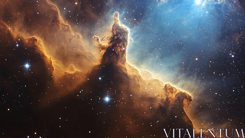 Dense interstellar gas pillar stands within illuminated nebula