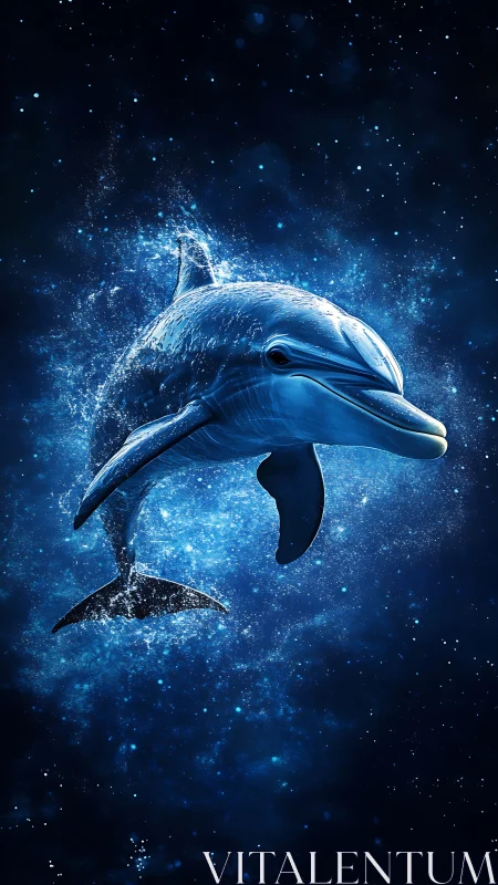 Digital rendering shows illuminated dolphin in suspended motion