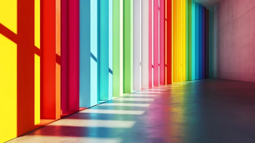 Prismatic daylight across multicolor vertical light fins