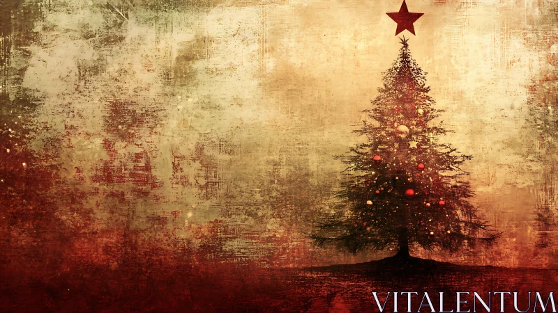 Vintage Christmas tree glowing softly in warm holiday light.