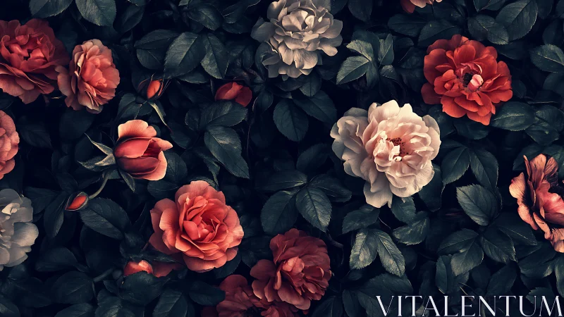 Dense Rose Garden with Chromatic Depth and Foliage Interplay.