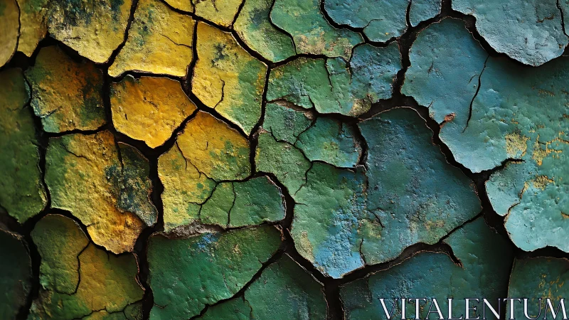 Cracked Colorful Paint Texture in Abstract Artistic Style.