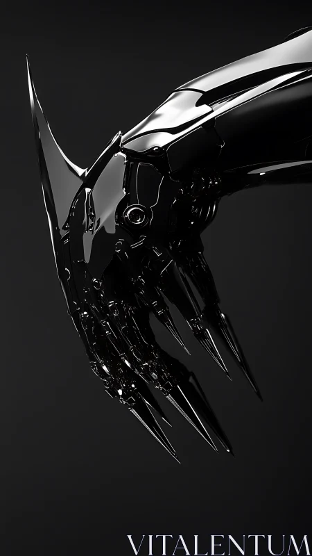 Sleek black robotic claw arm with sharp metallic talons.