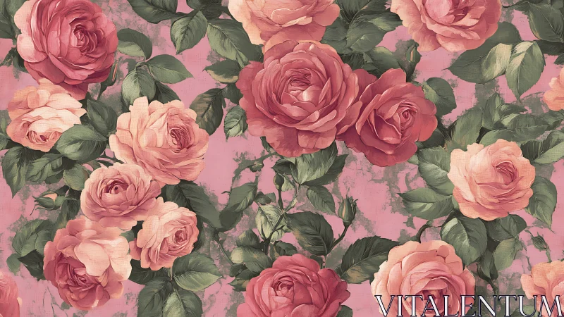 Vintage Rose Garden Blooms in Shades of Pink and Mauve
