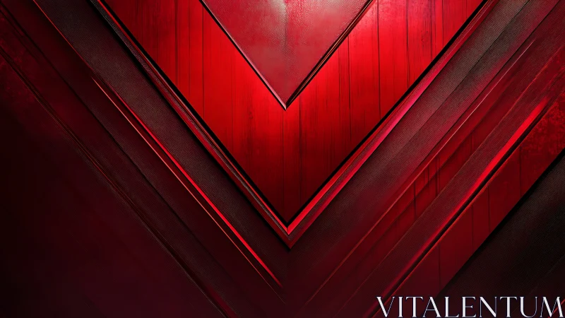 Red geometric panels form bold V-shaped abstract depth