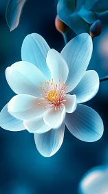 Luminous Bloom Unfolds: Delicate Petals Glowing Against Twilight.