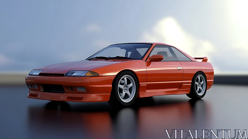 Red sports coupe is rendered in a controlled studio-like scene