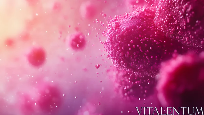 Vibrant microscopic cells in pink, abstract scientific illustration.