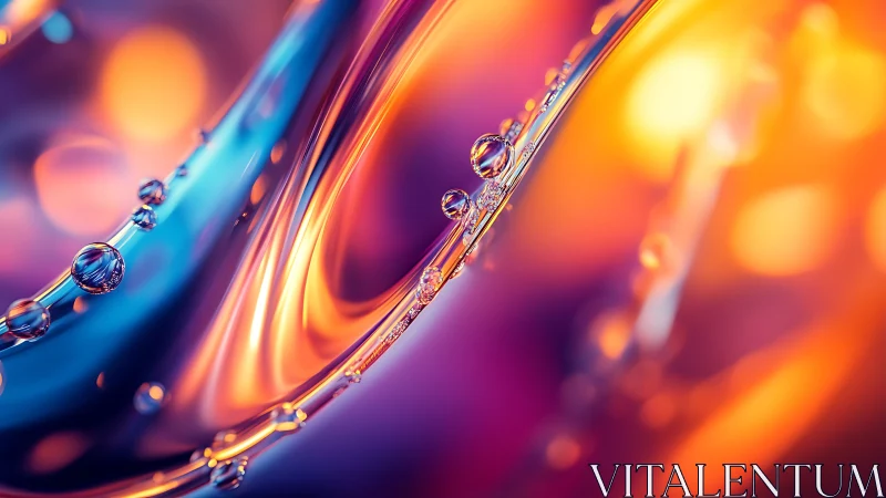 Microscale fluid tension arcs with refracted bokeh spectra.