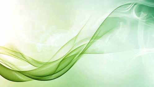 Green whispers of light sweep calmly across soft morning mist