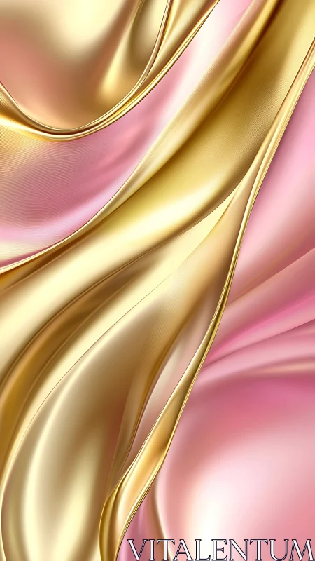 Soft golden and pink metallic waves flow in gentle harmony
