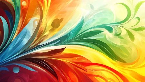 Spectrum radial flourish with layered translucent color streams