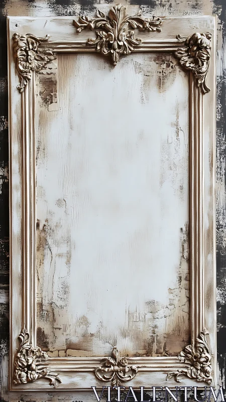 Vertical ornate baroque frame with distressed antique finish