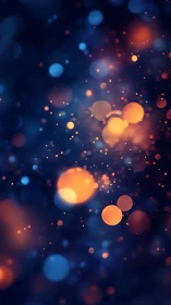 Abstract bokeh orbs over deep blue gradient background.
