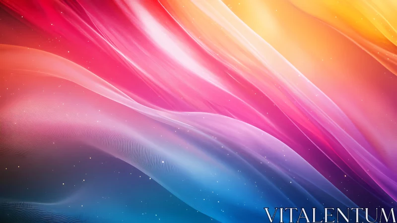 Colorful flowing light waves create a dreamy abstract horizon.