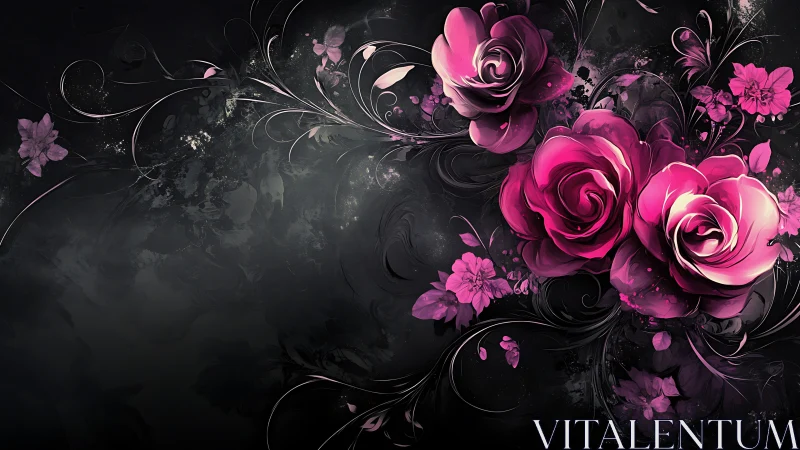 Radiant Pink Blooms Against Velvet Darkness