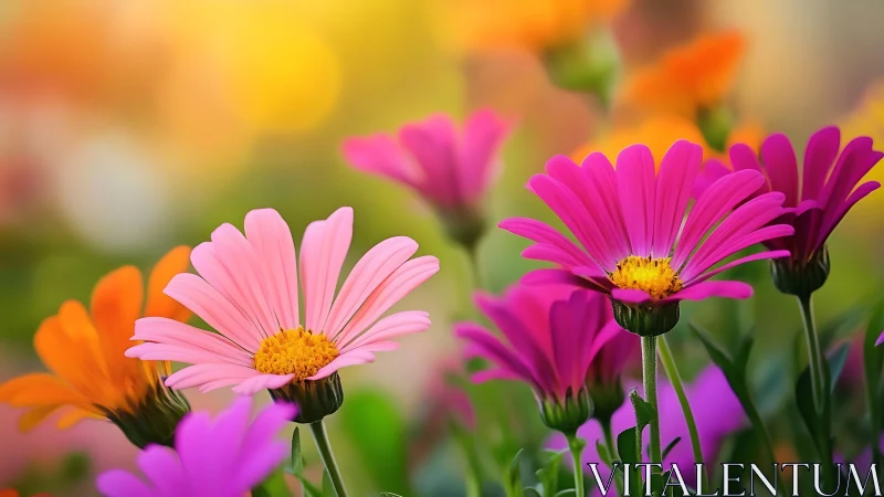 Gerbera Symphony: Rainbow Petals Dancing in Soft Focus Light.