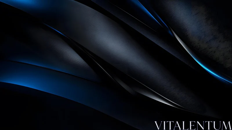 Sleek dark abstract waves with metallic blue highlights design.