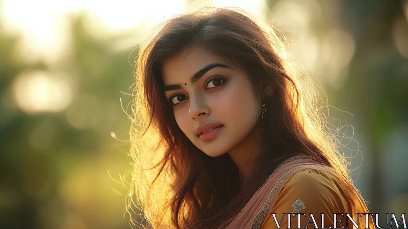 Backlit portrait in shallow-depth bokeh field illumination.