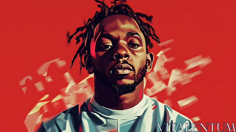 Bold portrait of man in fragmented red digital backdrop.