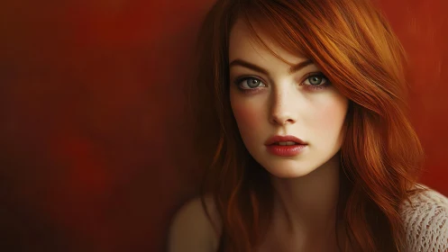 Portrait study of red-haired woman with soft cinematic key lighting