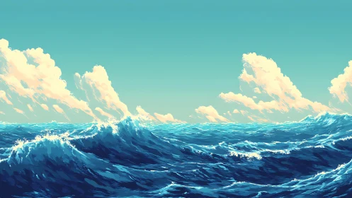 Rolling sapphire waves trade secrets with drifting clouds