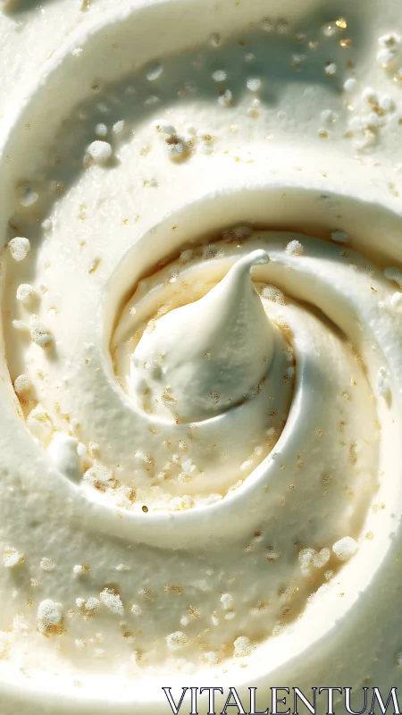 Swirling whipped cream spiral glows with golden sparkle.