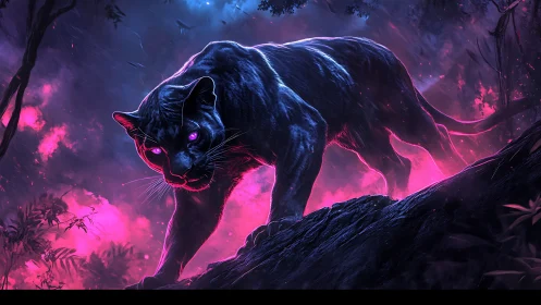 Neon Panther in Mystical Fog.