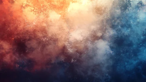 Abstract textured sky with vibrant orange and blue gradient hues.