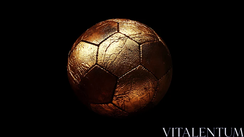 Textured metallic football sphere under dramatic single key light