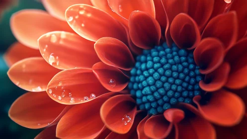 Coral Petals Glistening: Aqua Center Blooms Bold.