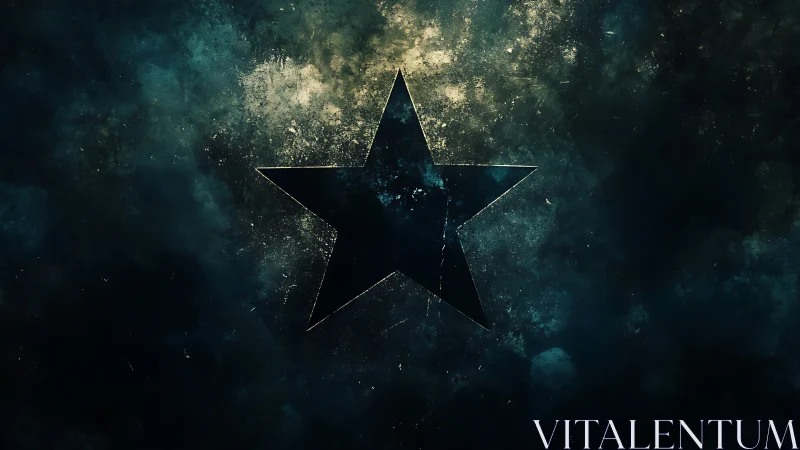 Central negative-space star cuts through textured cosmic field