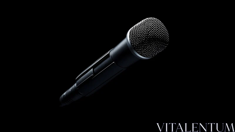 Dynamic cardioid handheld microphone in low key studio lighting