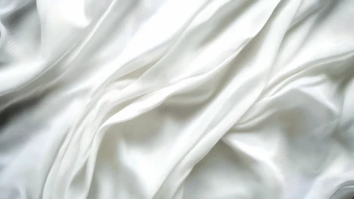 White fabric with diagonal folds and layered textile texture throughout