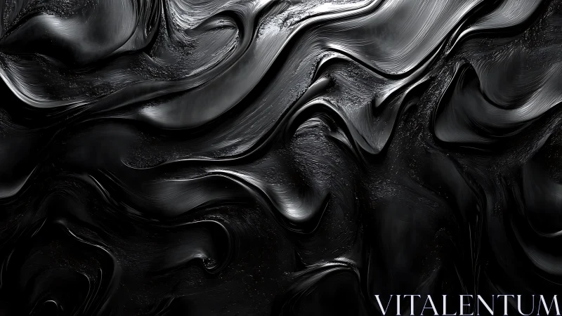 Liquid black abstract surface forms flowing sculpted waves