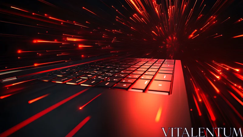 Keyboard jetstreams ignite a neon tunnel of digital speed