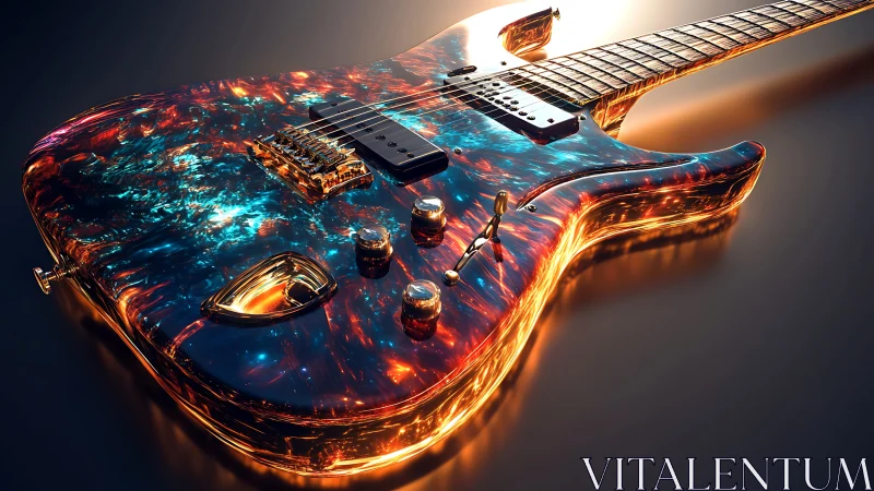 Starlit nebula guitar blazing with molten cosmic riffs.