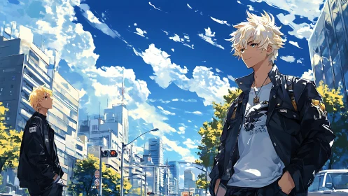 Twin blond drifters trade silent thoughts beneath sky rivers