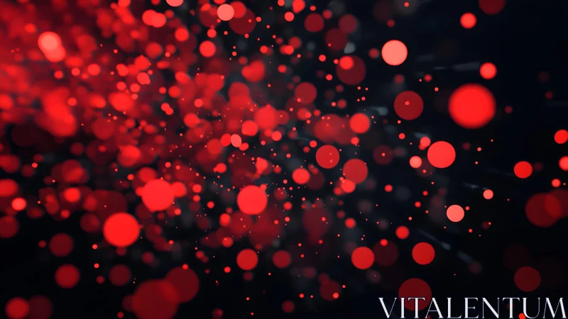 Dynamic Red Particle Burst on Dark Abstract Background.