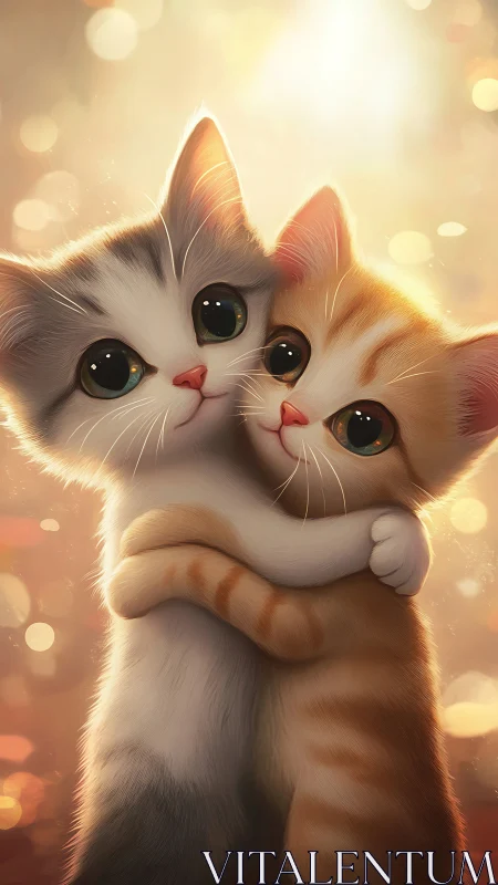 Stylized Orange and White Cat Portrait with Large Eyes