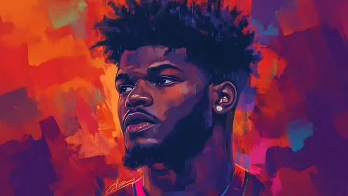 Male portrait in stylized digital painting with vivid colors.