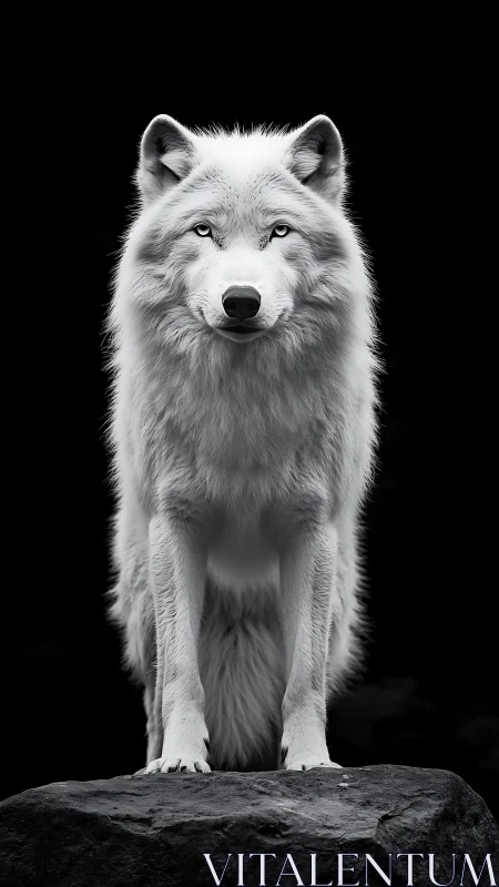 Lone snow wolf stands crowned in shadow carved silence.