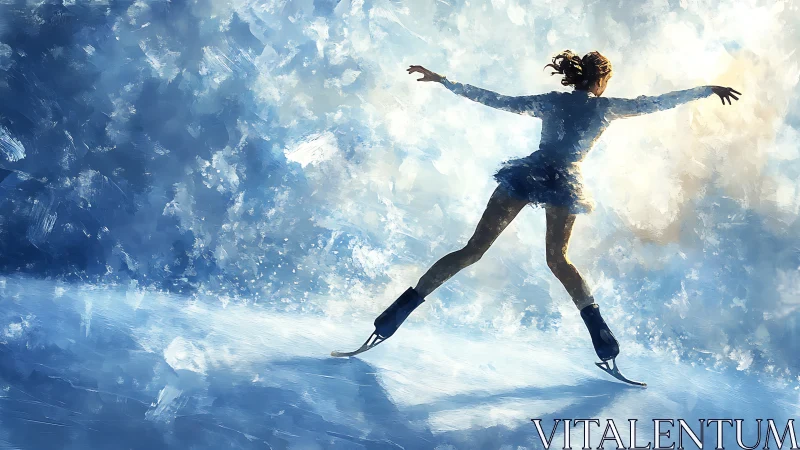 Skater carves luminous arcs through a storm of painted frost