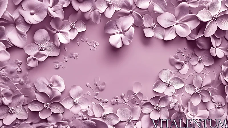 Monochrome 3D floral relief forms rectangular border frame