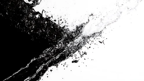 High contrast water splash cuts diagonally across stark field