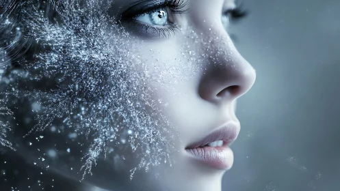 Iceborn gaze drifting through crystalline winter starlight.