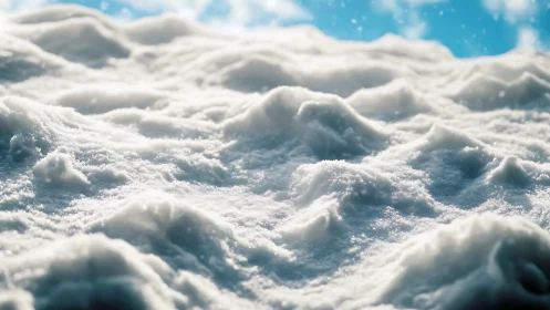 Sunlit snowdrift texture forms soft crystalline landscape