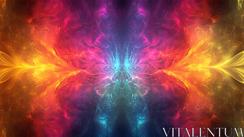 Symmetrical neon energy burst in vivid cosmic colors.